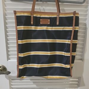 Preppy Kate Spade Navy And Gold Striped Tote